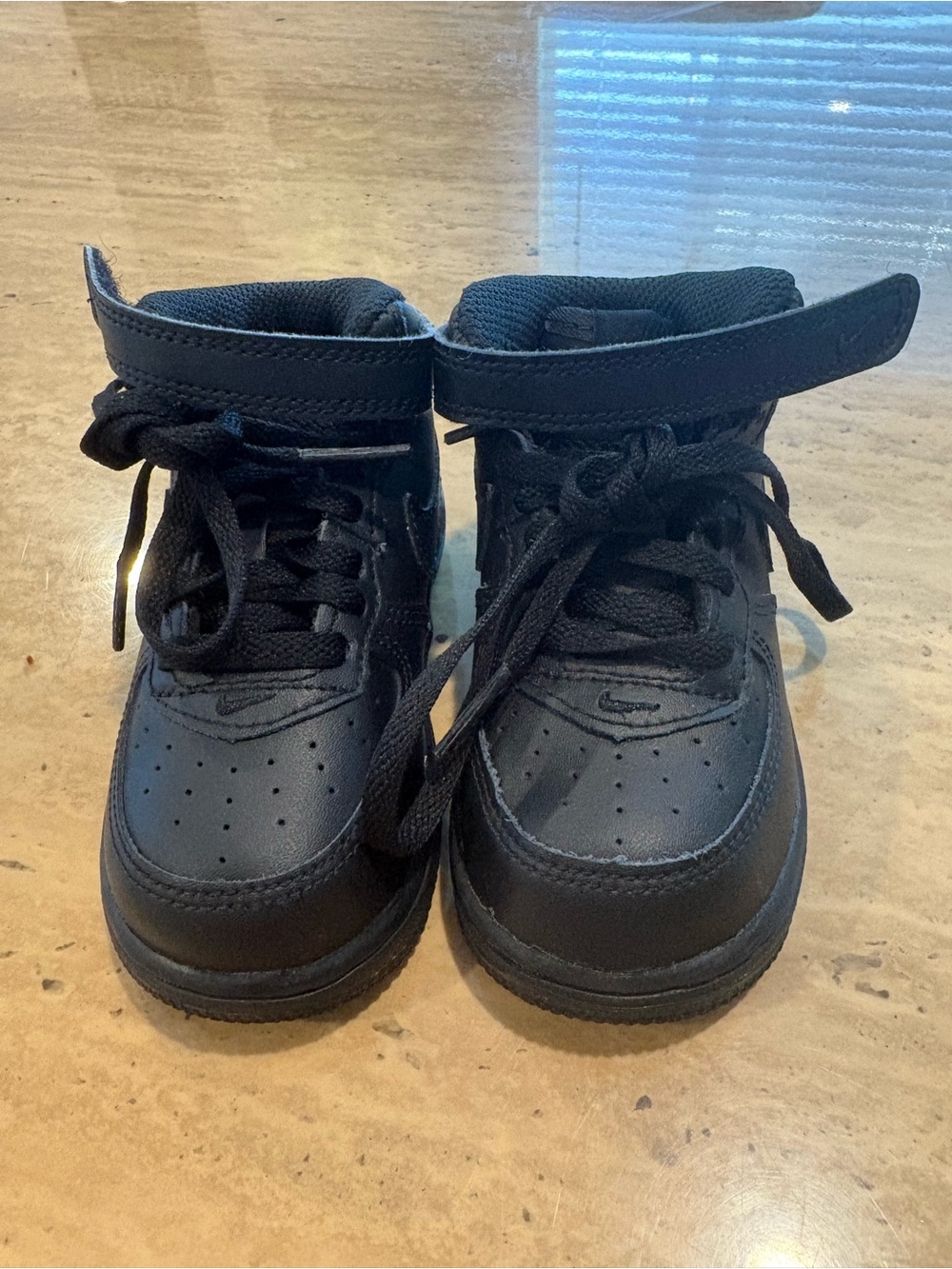 Nike Kids Black High-Top Sneakers with Hook-and-Loop Strap